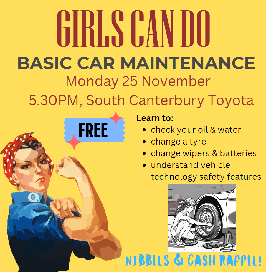 Girls Can Do car maintenance promo graphic for event