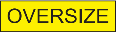 Yellow fluorescent sign with Oversize written in black, capital letters